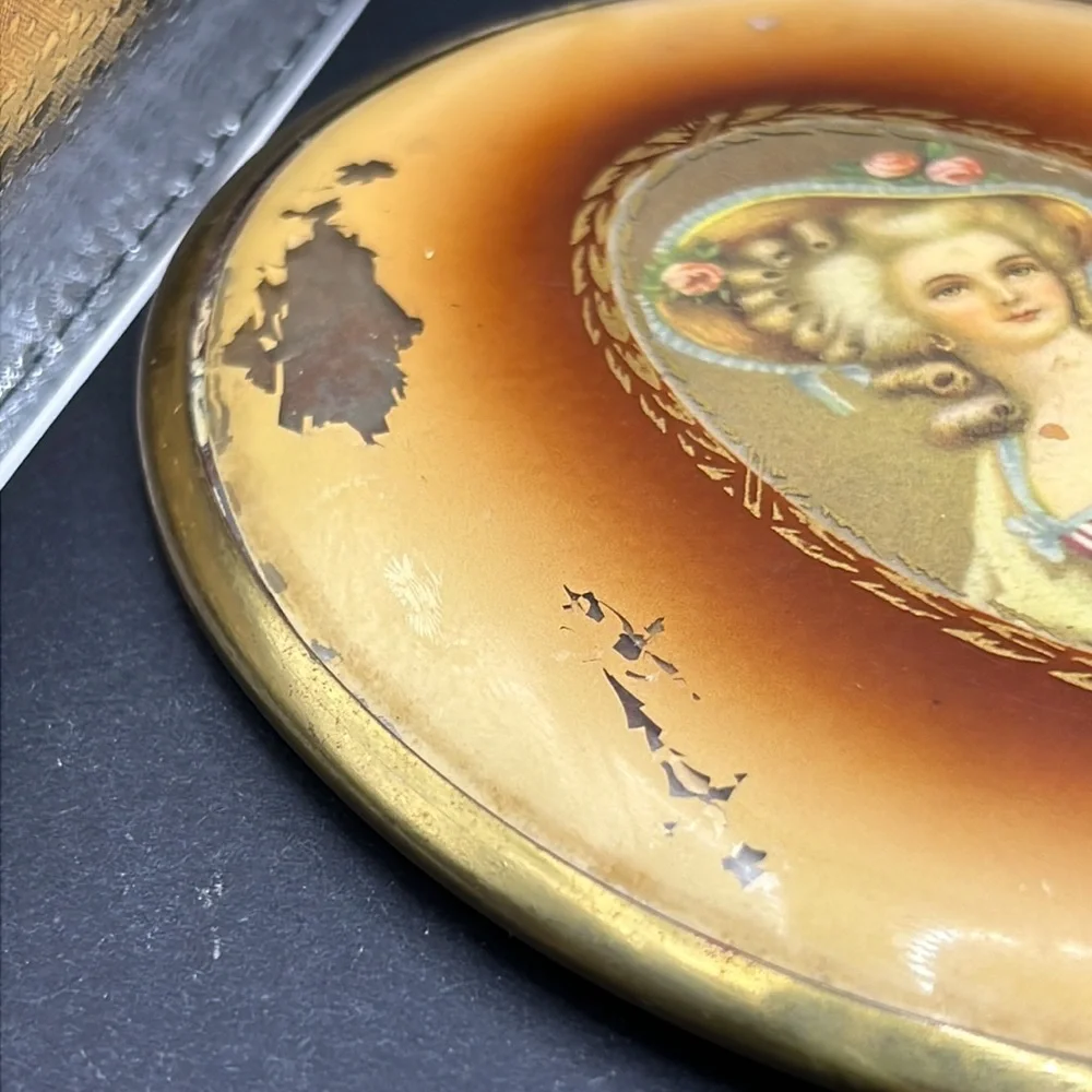 Vintage cameo hand mirror and brush set